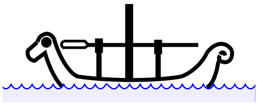 Diagram of ship with oars on rack